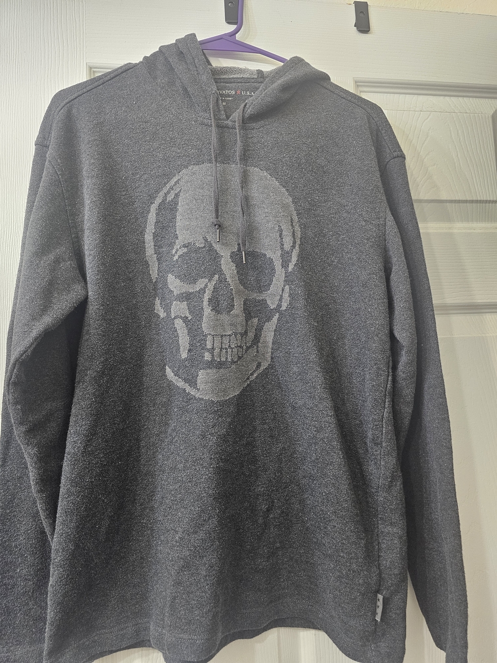 John Varvatos Charcoal Gray Skull Hoodie